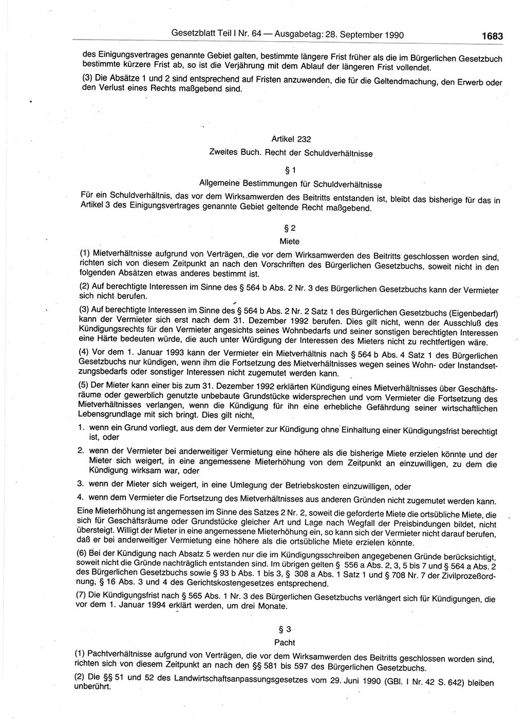 Gesetzblatt (GBl.) der Deutschen Demokratischen Republik (DDR) Teil Ⅰ 1990, Seite 1683 (GBl. DDR Ⅰ 1990, S. 1683)