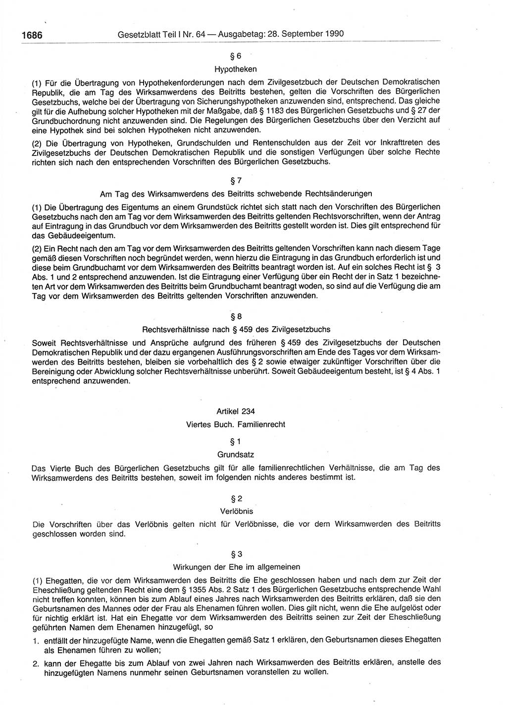 Gesetzblatt (GBl.) der Deutschen Demokratischen Republik (DDR) Teil Ⅰ 1990, Seite 1686 (GBl. DDR Ⅰ 1990, S. 1686)
