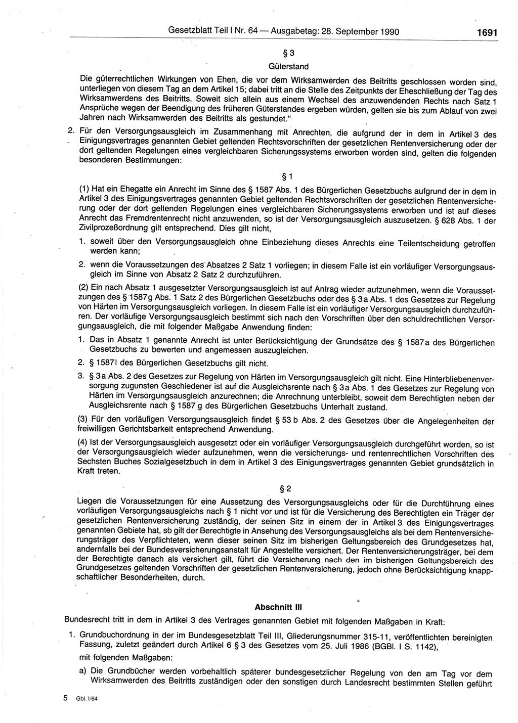 Gesetzblatt (GBl.) der Deutschen Demokratischen Republik (DDR) Teil Ⅰ 1990, Seite 1691 (GBl. DDR Ⅰ 1990, S. 1691)