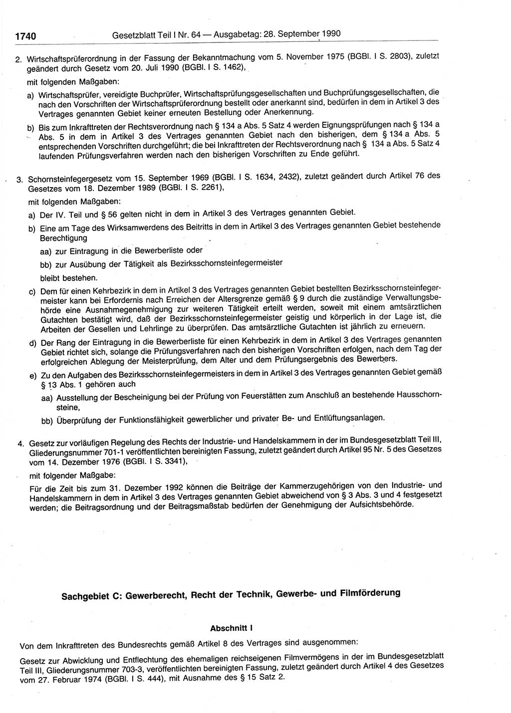 Gesetzblatt (GBl.) der Deutschen Demokratischen Republik (DDR) Teil Ⅰ 1990, Seite 1740 (GBl. DDR Ⅰ 1990, S. 1740)