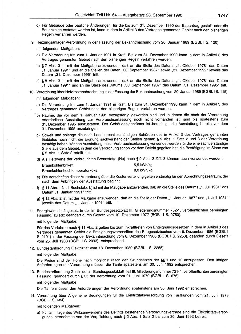 Gesetzblatt (GBl.) der Deutschen Demokratischen Republik (DDR) Teil Ⅰ 1990, Seite 1747 (GBl. DDR Ⅰ 1990, S. 1747)