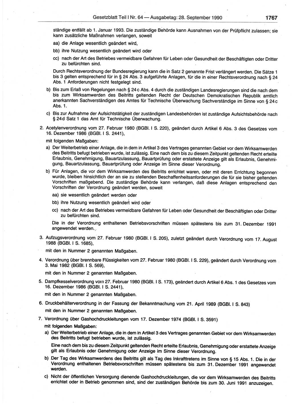 Gesetzblatt (GBl.) der Deutschen Demokratischen Republik (DDR) Teil Ⅰ 1990, Seite 1767 (GBl. DDR Ⅰ 1990, S. 1767)