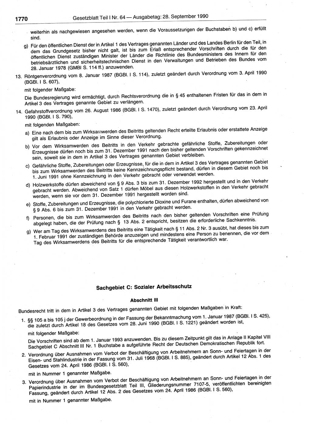 Gesetzblatt (GBl.) der Deutschen Demokratischen Republik (DDR) Teil Ⅰ 1990, Seite 1770 (GBl. DDR Ⅰ 1990, S. 1770)