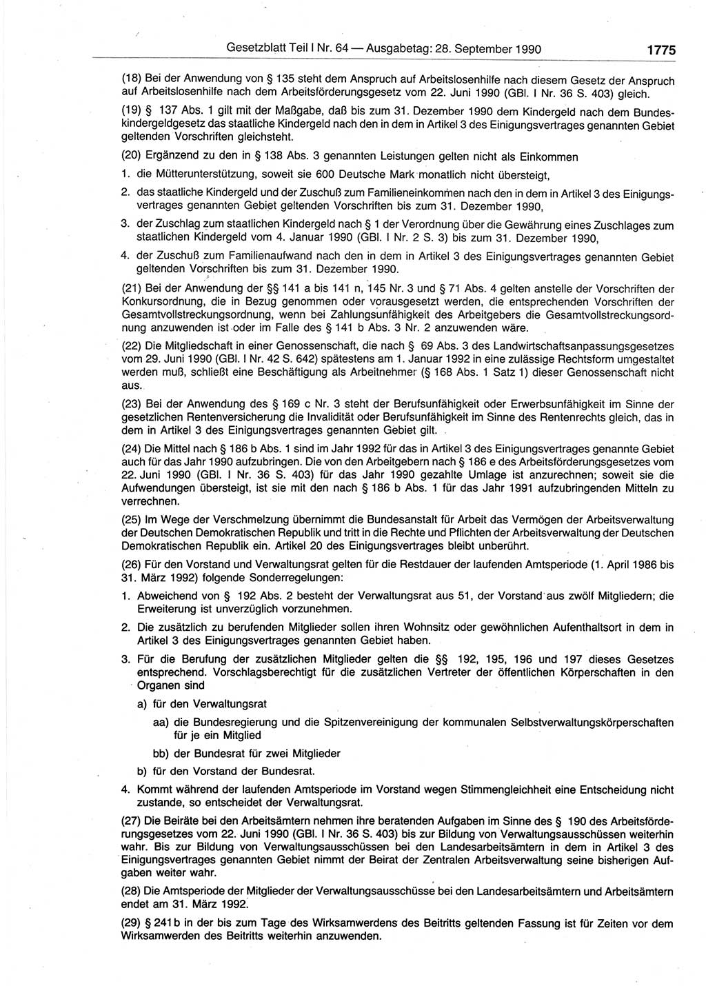 Gesetzblatt (GBl.) der Deutschen Demokratischen Republik (DDR) Teil Ⅰ 1990, Seite 1775 (GBl. DDR Ⅰ 1990, S. 1775)