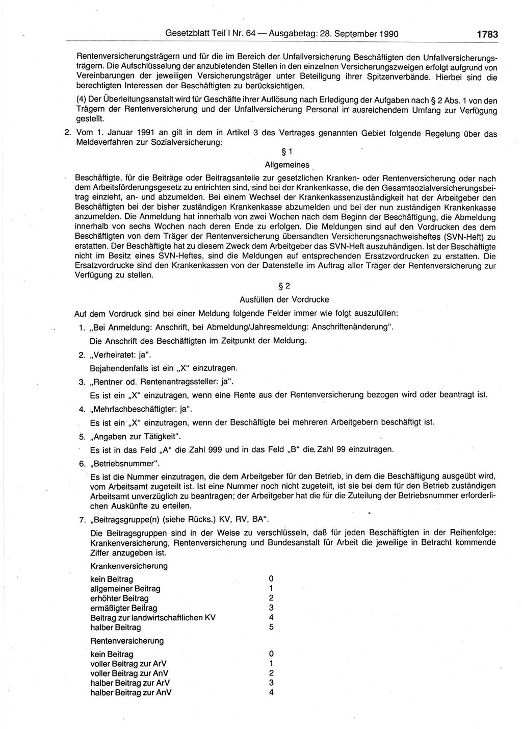 Gesetzblatt (GBl.) der Deutschen Demokratischen Republik (DDR) Teil Ⅰ 1990, Seite 1783 (GBl. DDR Ⅰ 1990, S. 1783)