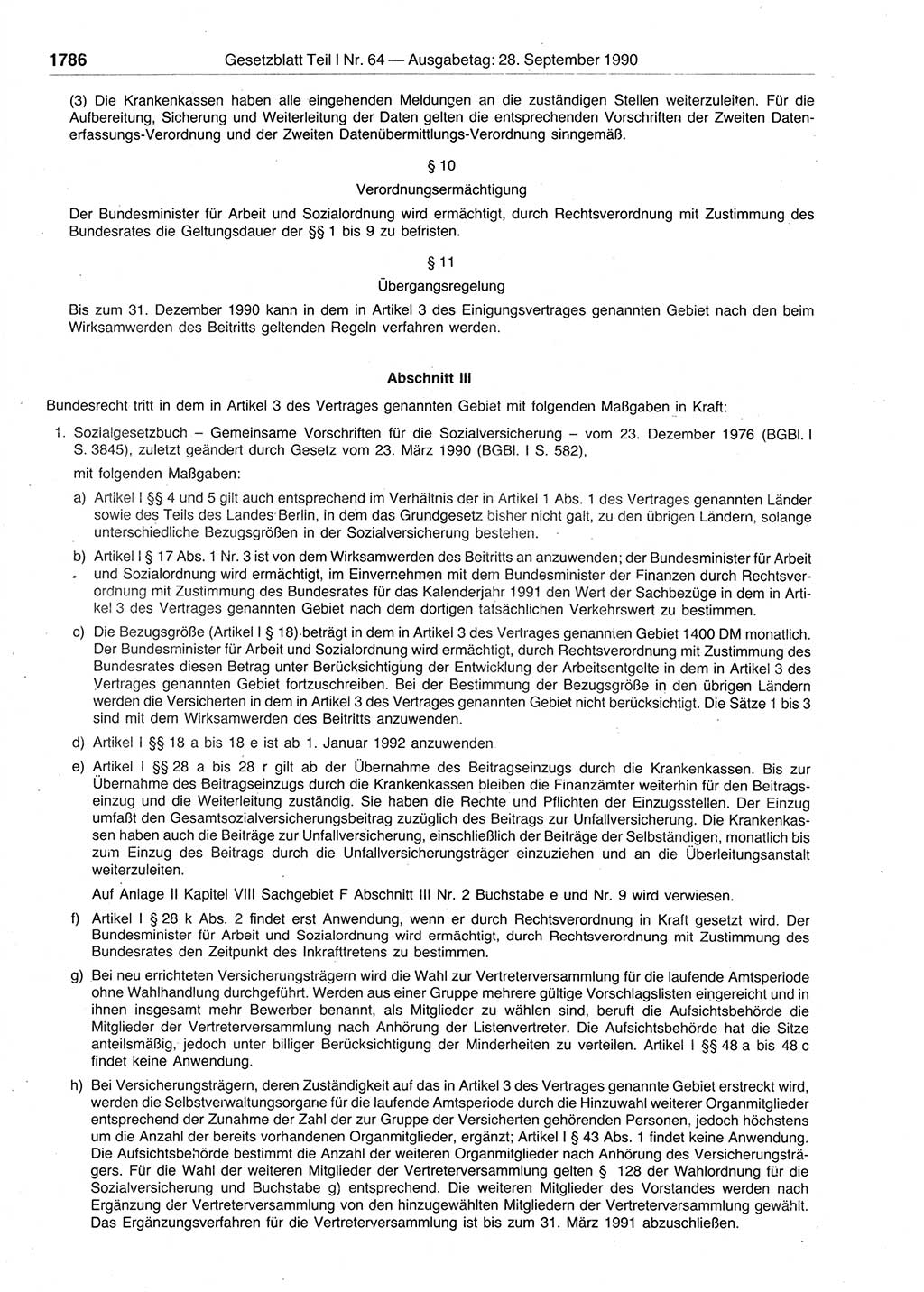 Gesetzblatt (GBl.) der Deutschen Demokratischen Republik (DDR) Teil Ⅰ 1990, Seite 1786 (GBl. DDR Ⅰ 1990, S. 1786)