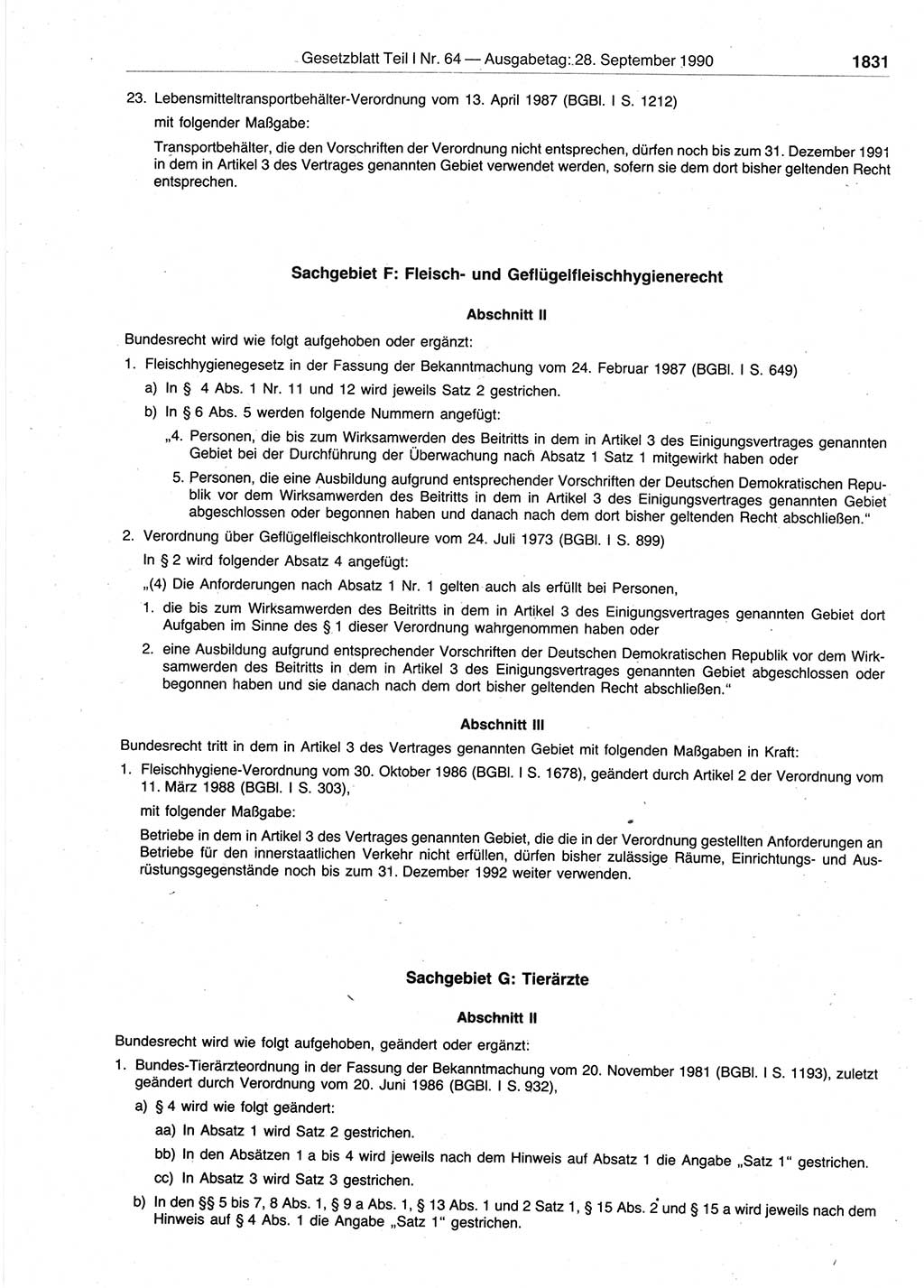 Gesetzblatt (GBl.) der Deutschen Demokratischen Republik (DDR) Teil Ⅰ 1990, Seite 1831 (GBl. DDR Ⅰ 1990, S. 1831)
