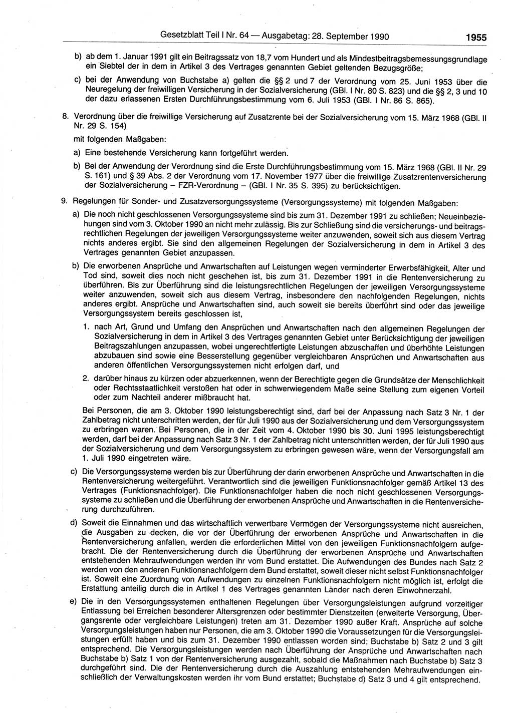 Gesetzblatt (GBl.) der Deutschen Demokratischen Republik (DDR) Teil Ⅰ 1990, Seite 1955 (GBl. DDR Ⅰ 1990, S. 1955)