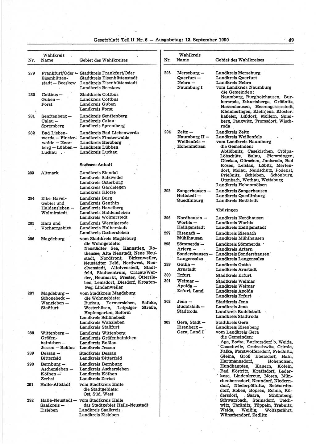 Gesetzblatt (GBl.) der Deutschen Demokratischen Republik (DDR) Teil ⅠⅠ 1990, Seite 49 (GBl. DDR ⅠⅠ 1990, S. 49)