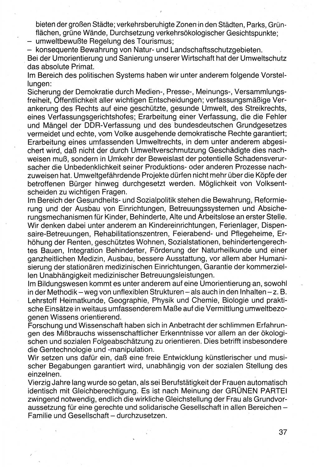 Politische Parteien und Bewegungen der DDR (Deutsche Demokratische Republik) über sich selbst 1990, Seite 37 (Pol. Part. Bew. DDR 1990, S. 37)