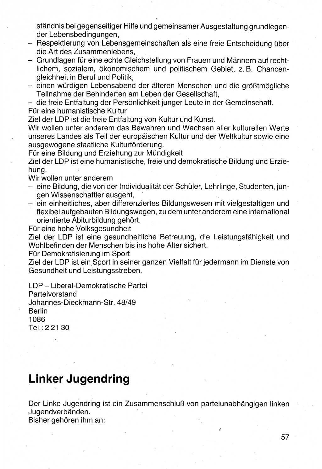Politische Parteien und Bewegungen der DDR (Deutsche Demokratische Republik) über sich selbst 1990, Seite 57 (Pol. Part. Bew. DDR 1990, S. 57)
