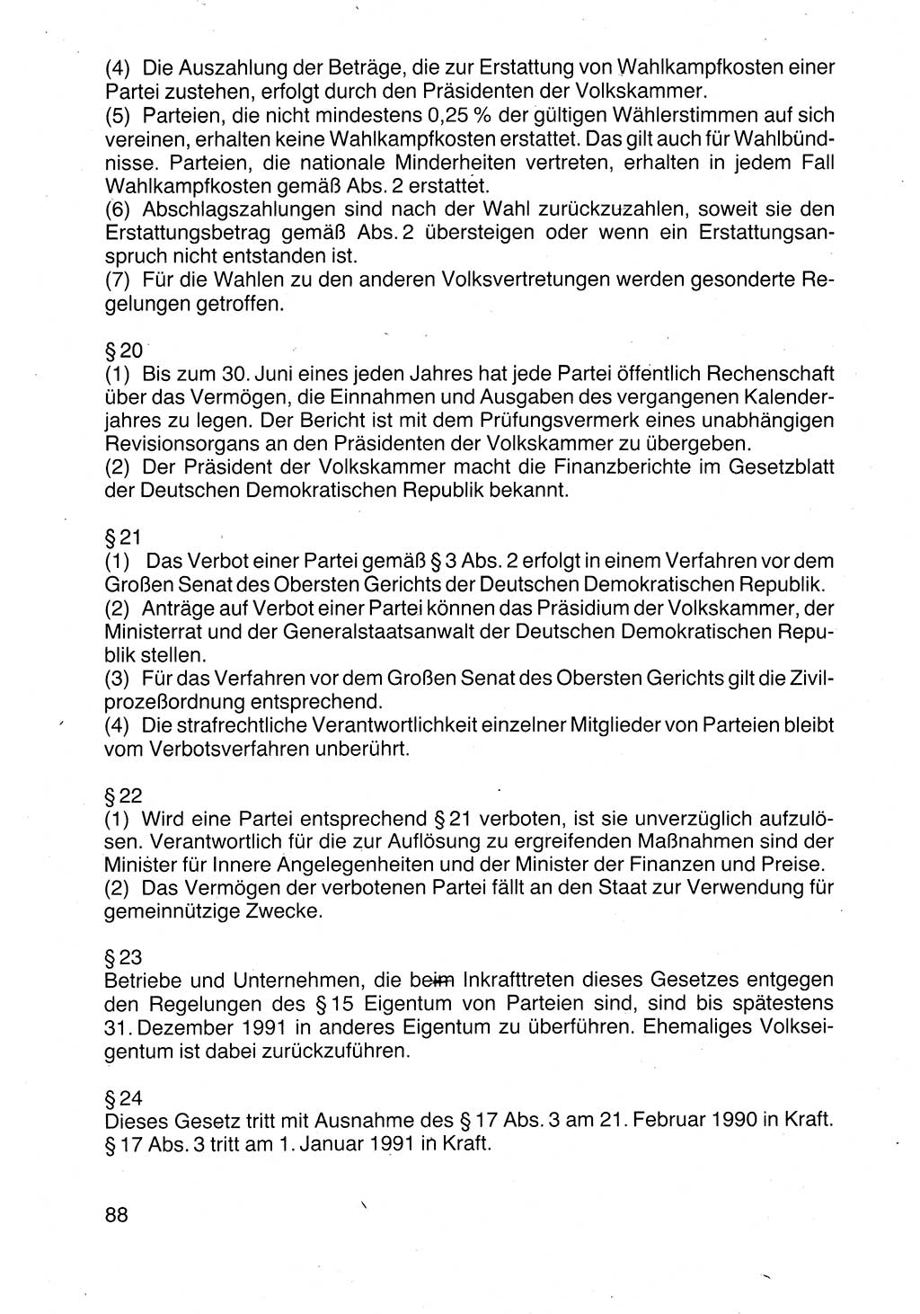 Politische Parteien und Bewegungen der DDR (Deutsche Demokratische Republik) über sich selbst 1990, Seite 88 (Pol. Part. Bew. DDR 1990, S. 88)