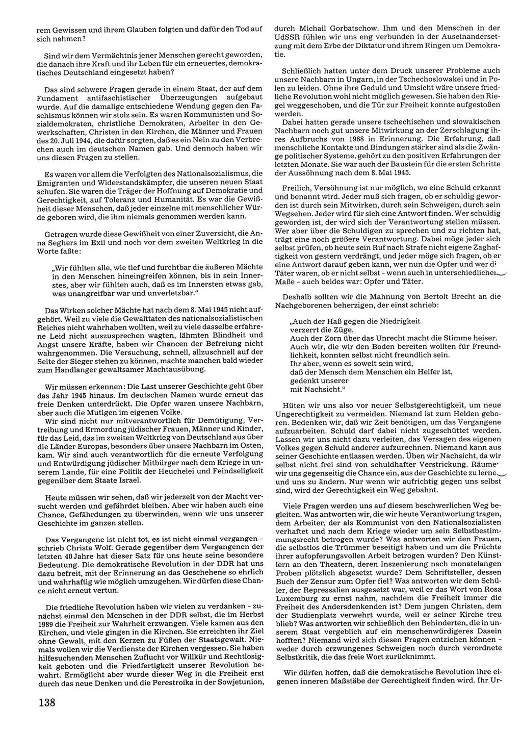 Tagungen der Volkskammer (VK) der Deutschen Demokratischen Republik (DDR), 10. Wahlperiode 1990, Seite 138 (VK. DDR 10. WP. 1990, Prot. Tg. 1-38, 5.4.-2.10.1990, S. 138)