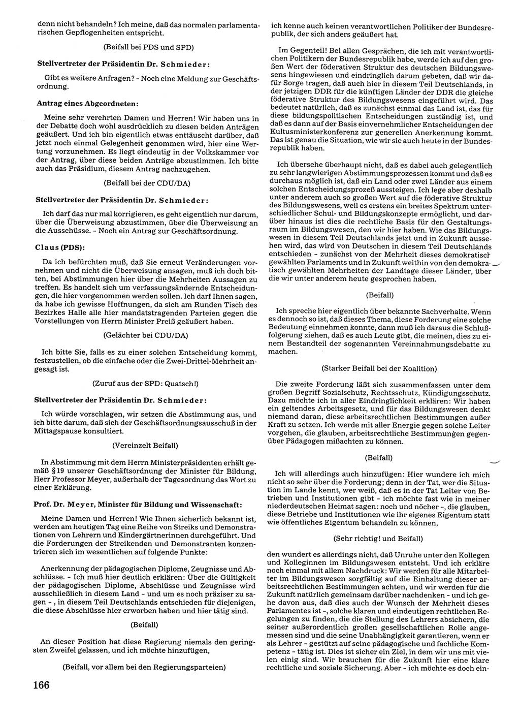 Tagungen der Volkskammer (VK) der Deutschen Demokratischen Republik (DDR), 10. Wahlperiode 1990, Seite 166 (VK. DDR 10. WP. 1990, Prot. Tg. 1-38, 5.4.-2.10.1990, S. 166)