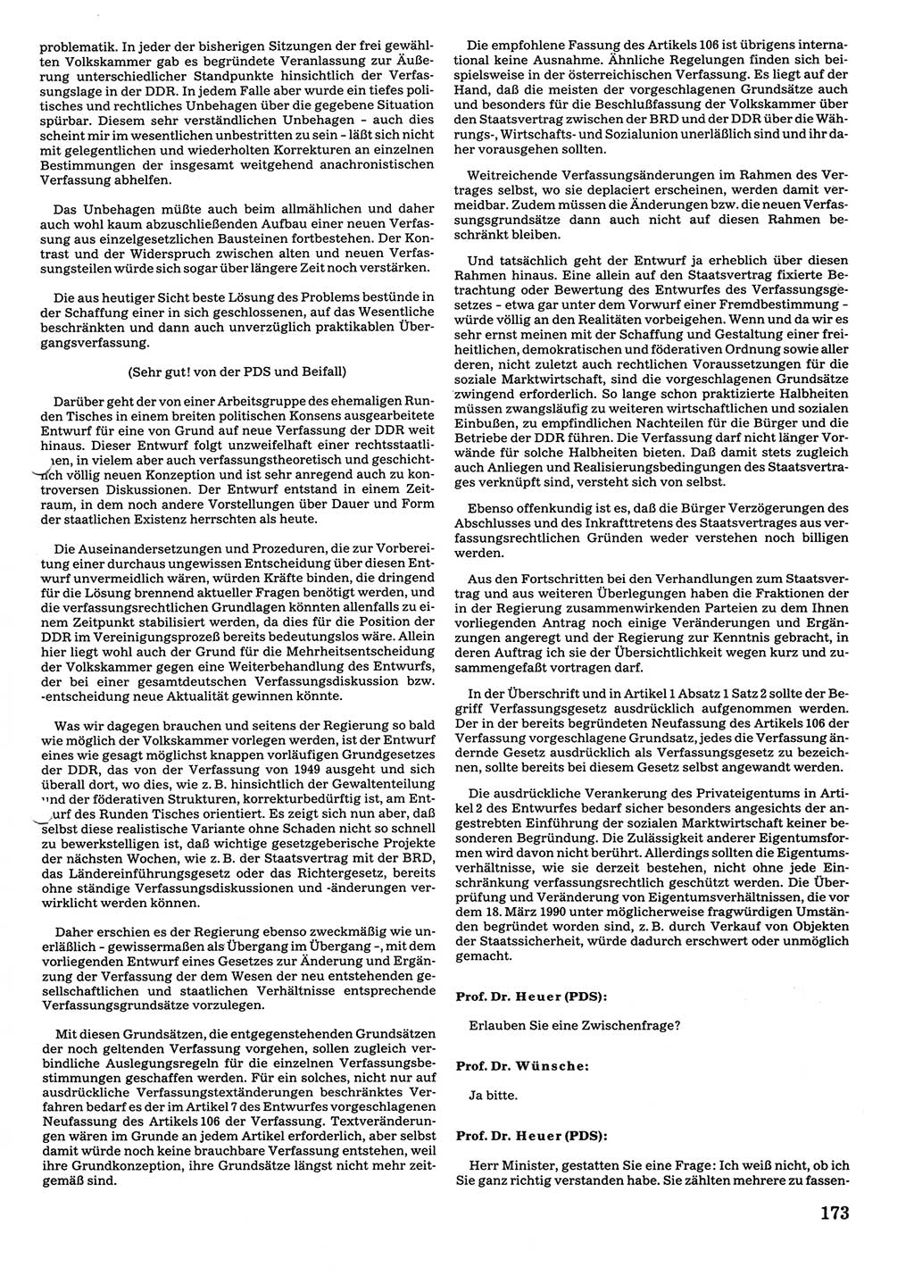 Tagungen der Volkskammer (VK) der Deutschen Demokratischen Republik (DDR), 10. Wahlperiode 1990, Seite 173 (VK. DDR 10. WP. 1990, Prot. Tg. 1-38, 5.4.-2.10.1990, S. 173)