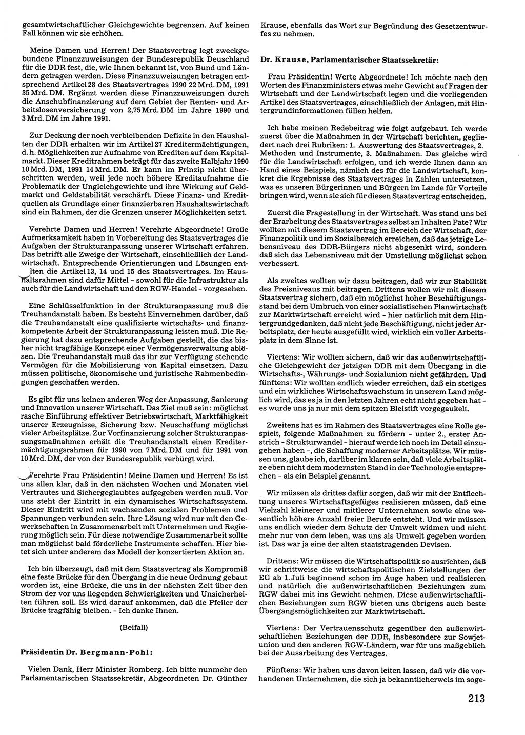 Tagungen der Volkskammer (VK) der Deutschen Demokratischen Republik (DDR), 10. Wahlperiode 1990, Seite 213 (VK. DDR 10. WP. 1990, Prot. Tg. 1-38, 5.4.-2.10.1990, S. 213)