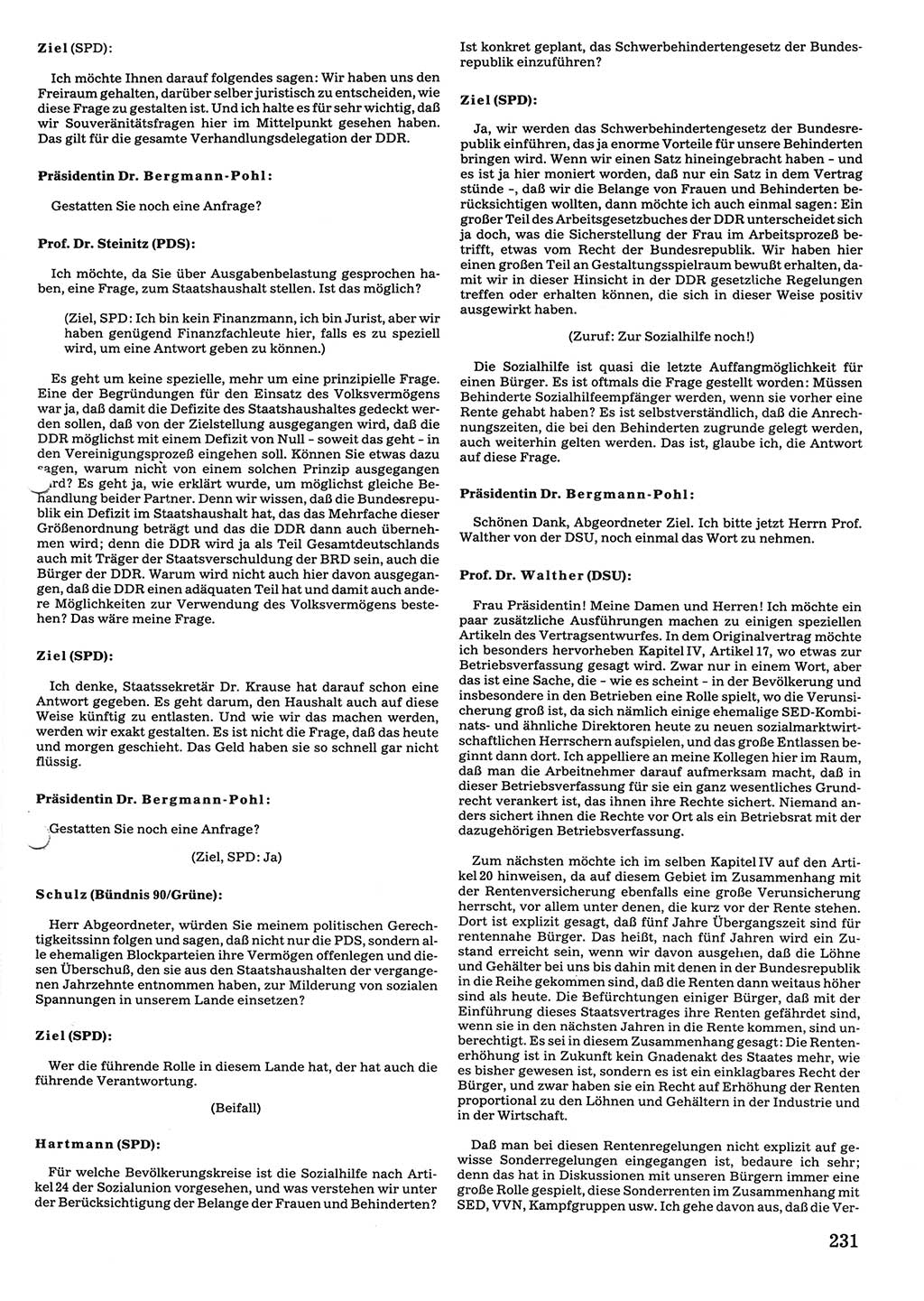 Tagungen der Volkskammer (VK) der Deutschen Demokratischen Republik (DDR), 10. Wahlperiode 1990, Seite 231 (VK. DDR 10. WP. 1990, Prot. Tg. 1-38, 5.4.-2.10.1990, S. 231)