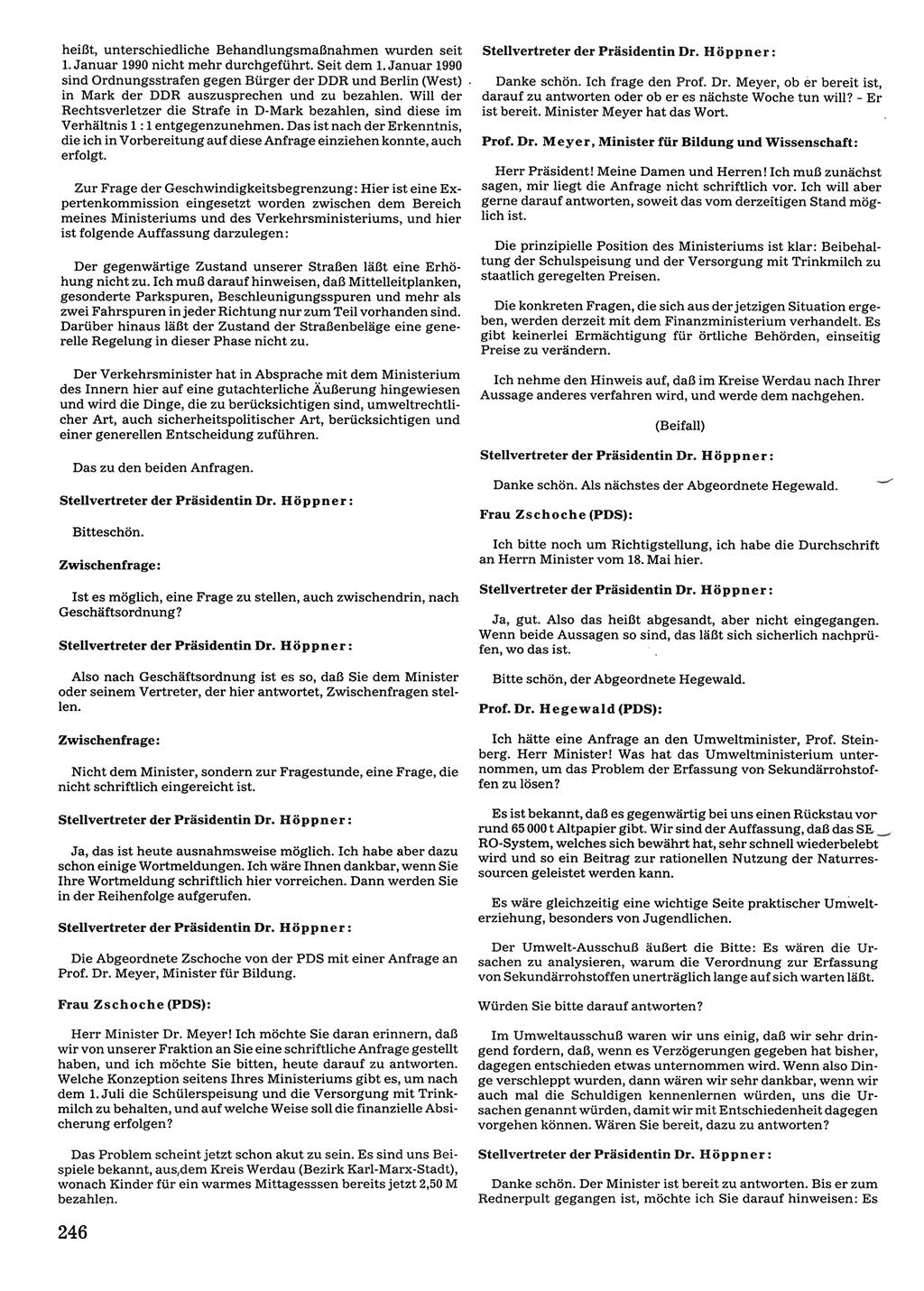 Tagungen der Volkskammer (VK) der Deutschen Demokratischen Republik (DDR), 10. Wahlperiode 1990, Seite 246 (VK. DDR 10. WP. 1990, Prot. Tg. 1-38, 5.4.-2.10.1990, S. 246)