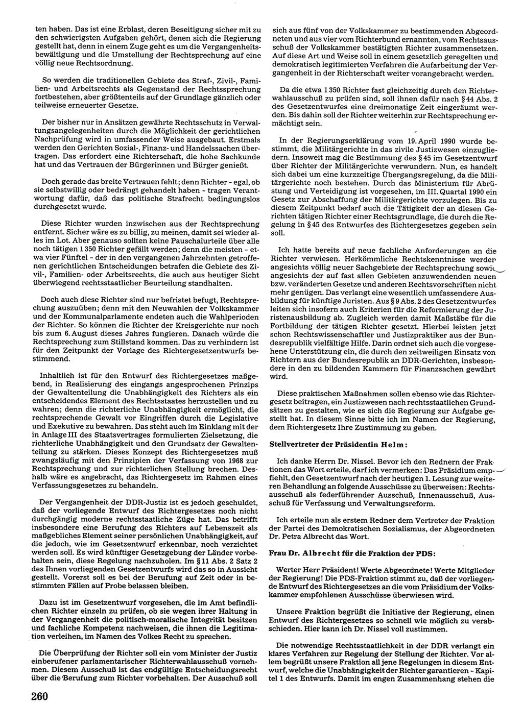 Tagungen der Volkskammer (VK) der Deutschen Demokratischen Republik (DDR), 10. Wahlperiode 1990, Seite 260 (VK. DDR 10. WP. 1990, Prot. Tg. 1-38, 5.4.-2.10.1990, S. 260)