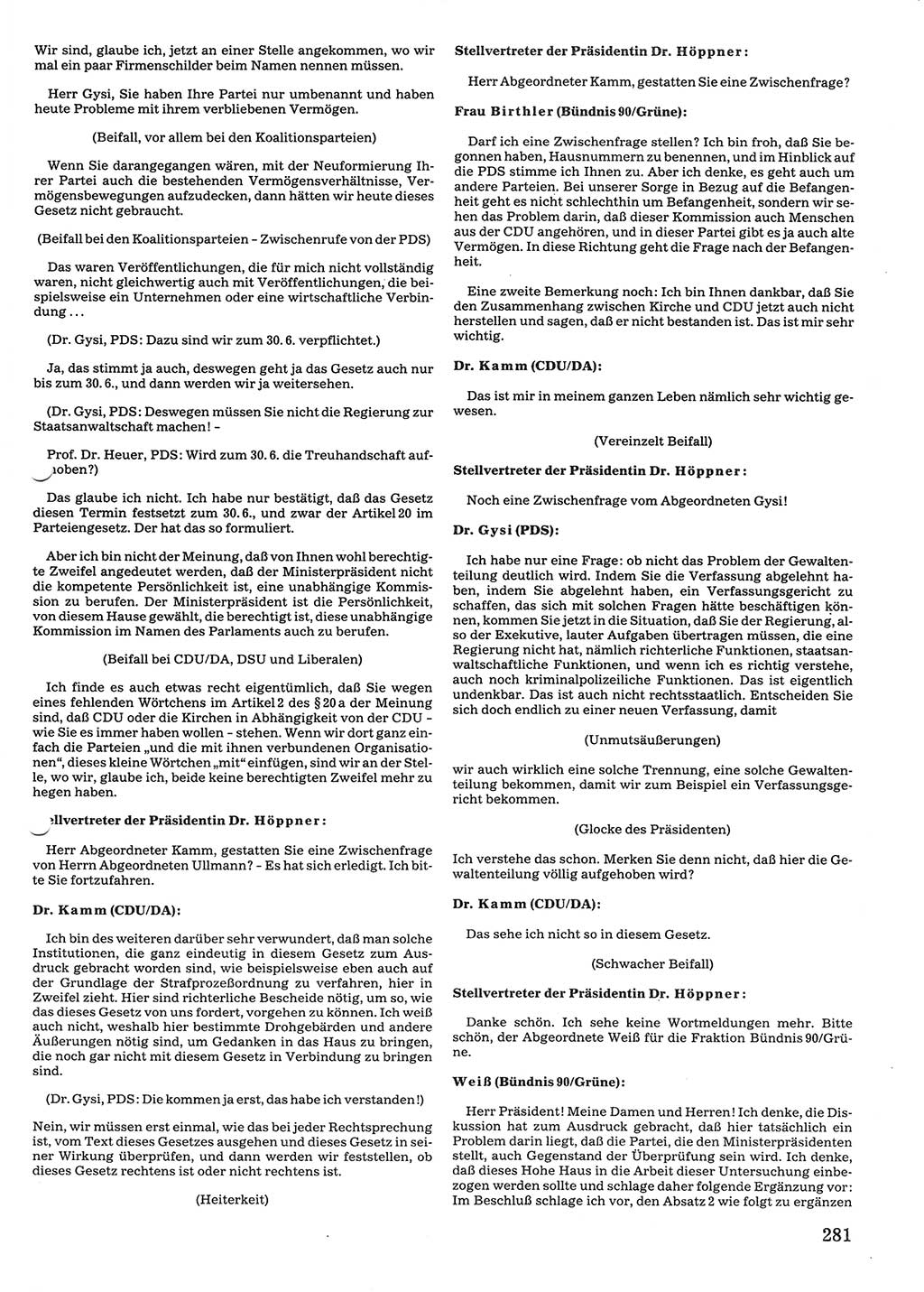 Tagungen der Volkskammer (VK) der Deutschen Demokratischen Republik (DDR), 10. Wahlperiode 1990, Seite 281 (VK. DDR 10. WP. 1990, Prot. Tg. 1-38, 5.4.-2.10.1990, S. 281)