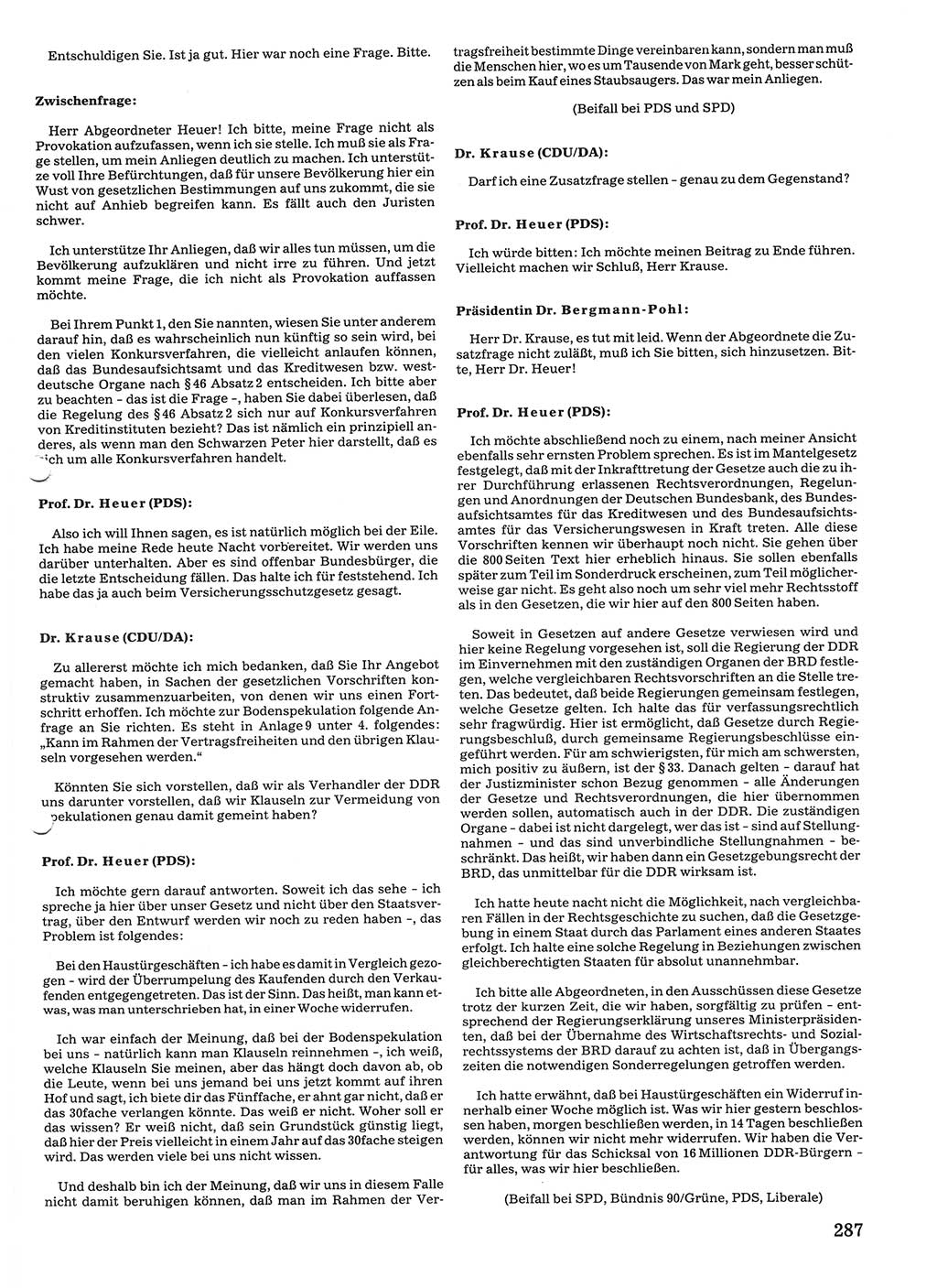 Tagungen der Volkskammer (VK) der Deutschen Demokratischen Republik (DDR), 10. Wahlperiode 1990, Seite 287 (VK. DDR 10. WP. 1990, Prot. Tg. 1-38, 5.4.-2.10.1990, S. 287)