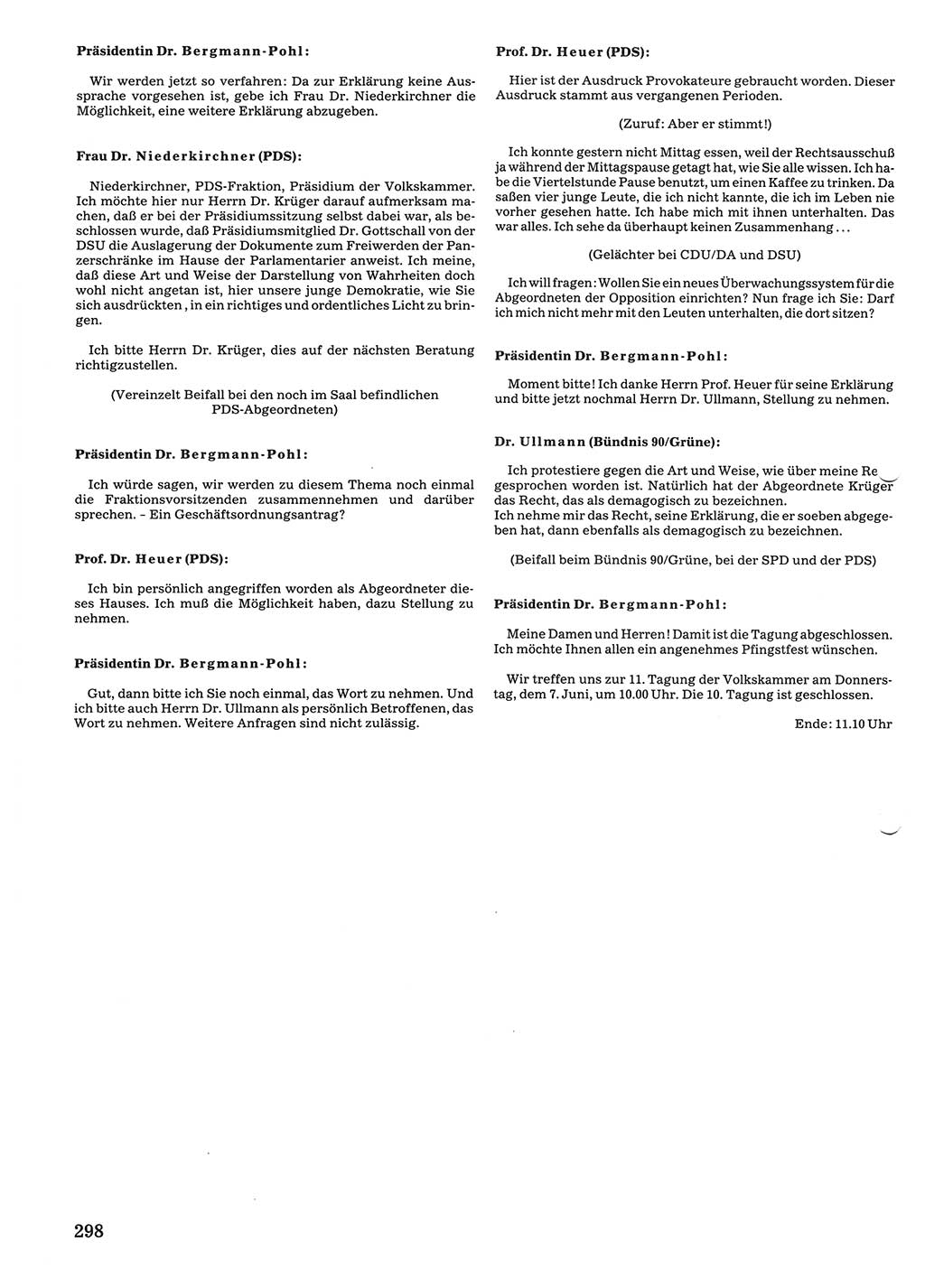 Tagungen der Volkskammer (VK) der Deutschen Demokratischen Republik (DDR), 10. Wahlperiode 1990, Seite 298 (VK. DDR 10. WP. 1990, Prot. Tg. 1-38, 5.4.-2.10.1990, S. 298)