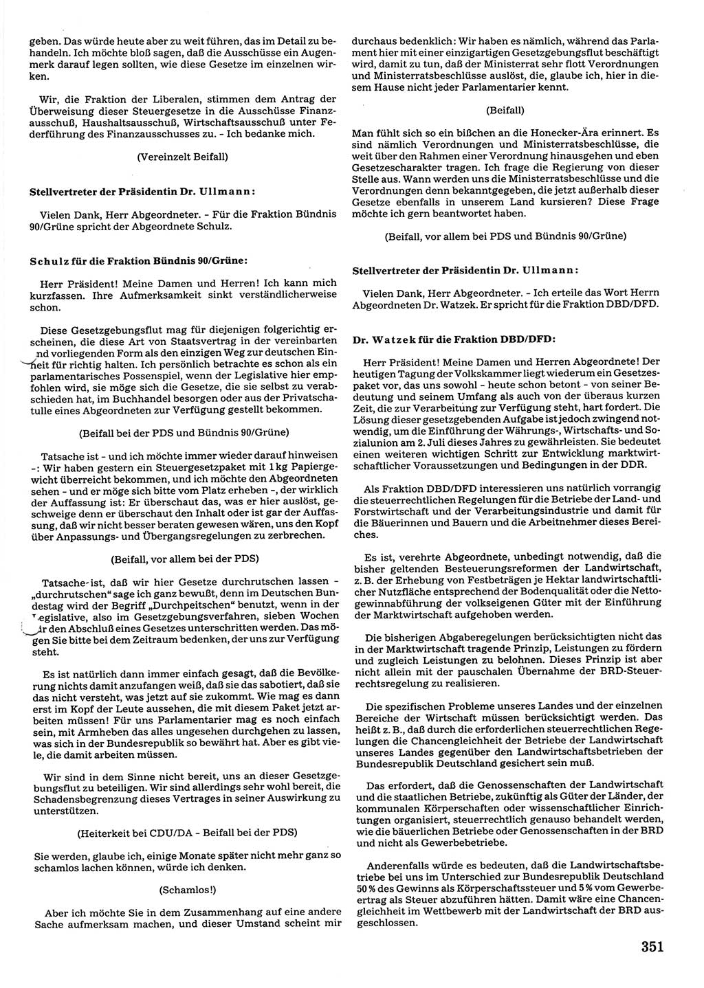 Tagungen der Volkskammer (VK) der Deutschen Demokratischen Republik (DDR), 10. Wahlperiode 1990, Seite 351 (VK. DDR 10. WP. 1990, Prot. Tg. 1-38, 5.4.-2.10.1990, S. 351)