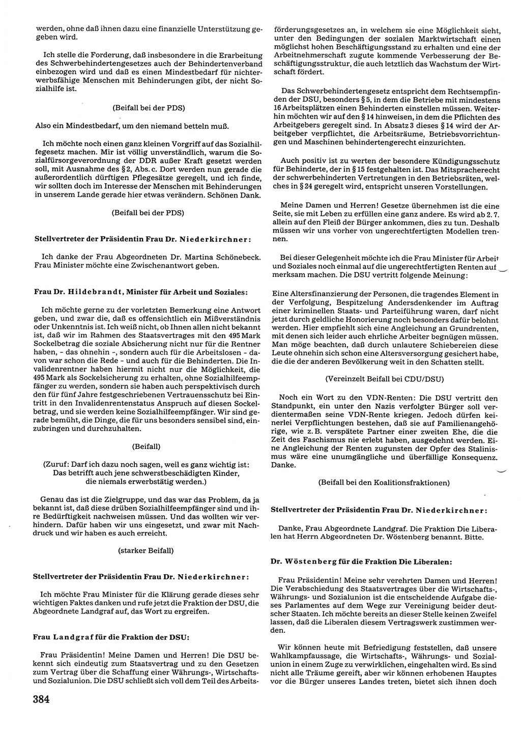 Tagungen der Volkskammer (VK) der Deutschen Demokratischen Republik (DDR), 10. Wahlperiode 1990, Seite 384 (VK. DDR 10. WP. 1990, Prot. Tg. 1-38, 5.4.-2.10.1990, S. 384)