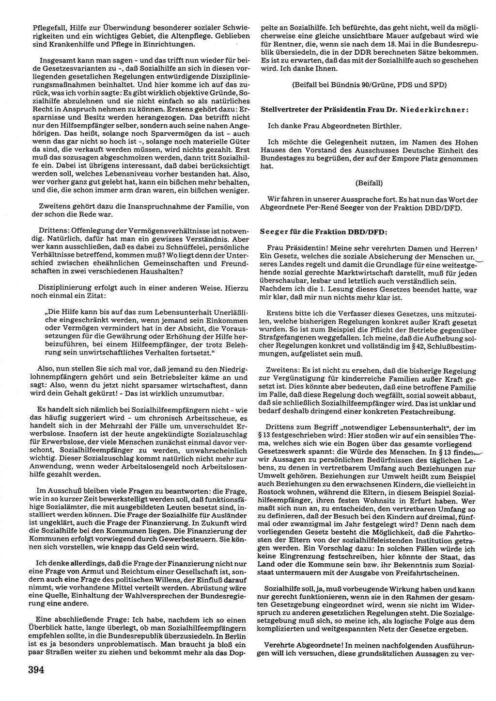 Tagungen der Volkskammer (VK) der Deutschen Demokratischen Republik (DDR), 10. Wahlperiode 1990, Seite 394 (VK. DDR 10. WP. 1990, Prot. Tg. 1-38, 5.4.-2.10.1990, S. 394)