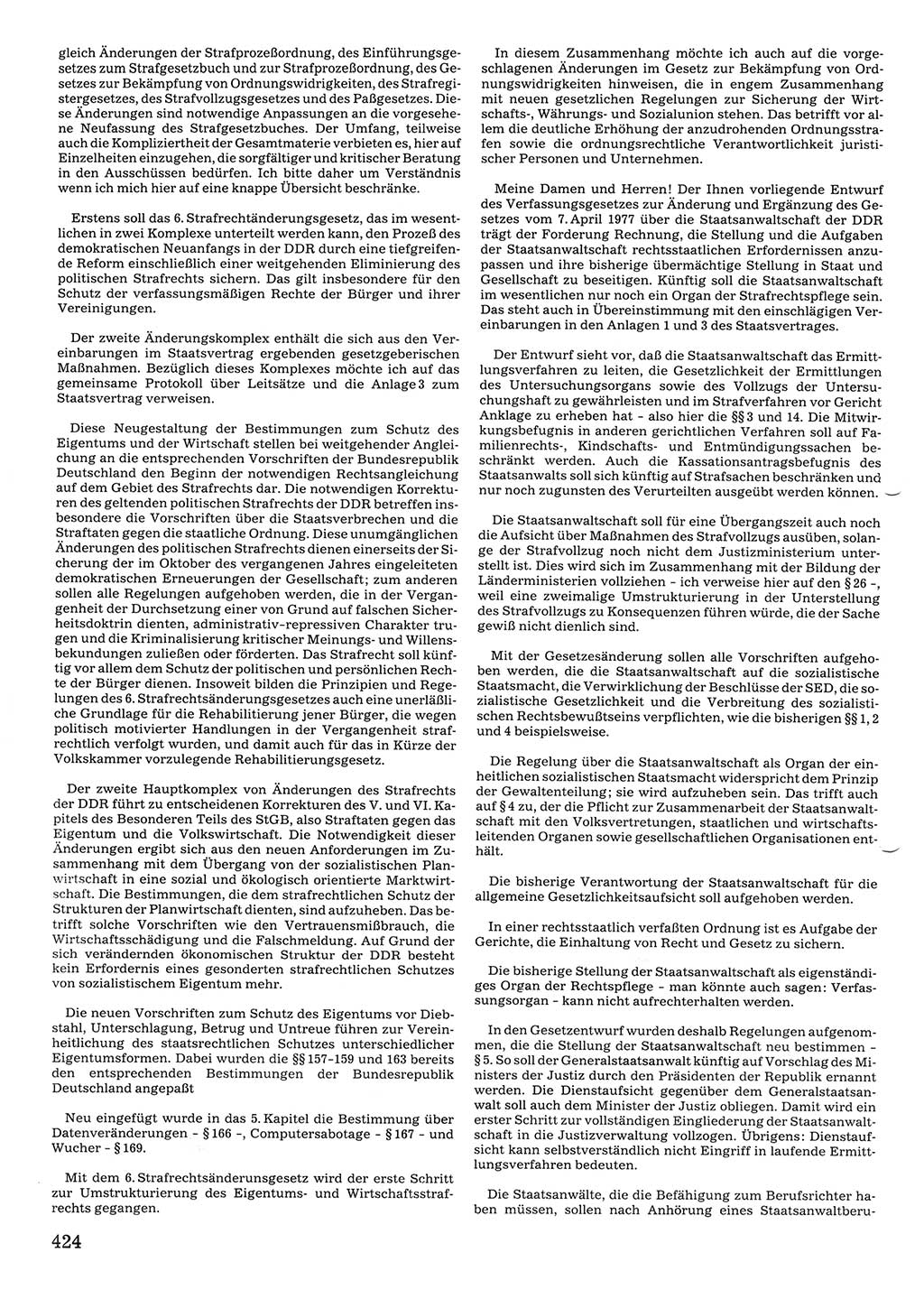 Tagungen der Volkskammer (VK) der Deutschen Demokratischen Republik (DDR), 10. Wahlperiode 1990, Seite 424 (VK. DDR 10. WP. 1990, Prot. Tg. 1-38, 5.4.-2.10.1990, S. 424)