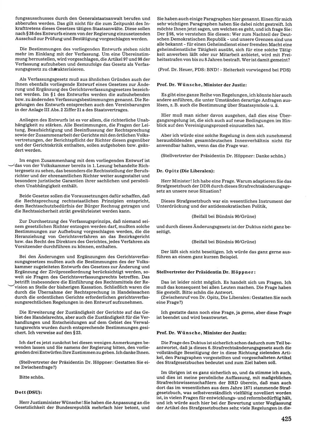 Tagungen der Volkskammer (VK) der Deutschen Demokratischen Republik (DDR), 10. Wahlperiode 1990, Seite 425 (VK. DDR 10. WP. 1990, Prot. Tg. 1-38, 5.4.-2.10.1990, S. 425)