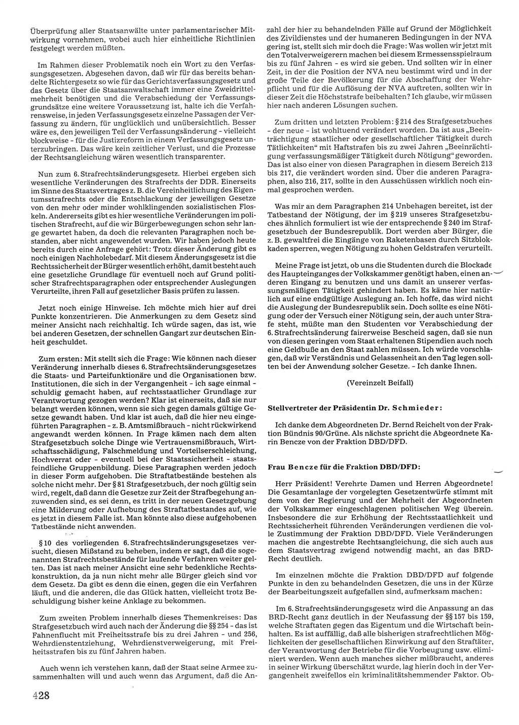 Tagungen der Volkskammer (VK) der Deutschen Demokratischen Republik (DDR), 10. Wahlperiode 1990, Seite 428 (VK. DDR 10. WP. 1990, Prot. Tg. 1-38, 5.4.-2.10.1990, S. 428)