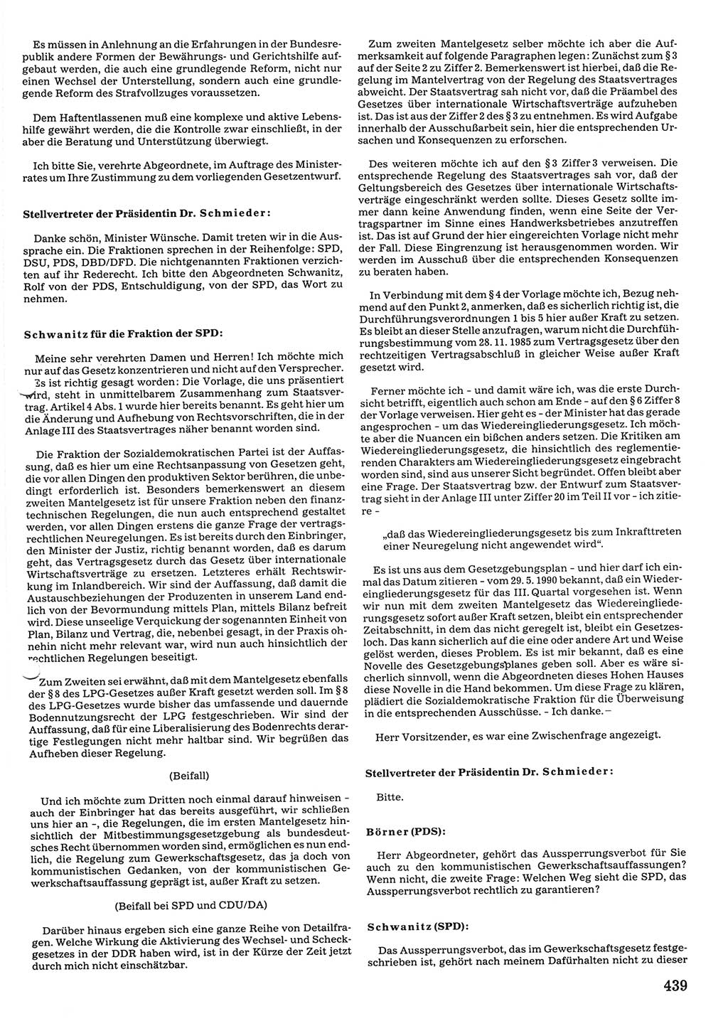 Tagungen der Volkskammer (VK) der Deutschen Demokratischen Republik (DDR), 10. Wahlperiode 1990, Seite 439 (VK. DDR 10. WP. 1990, Prot. Tg. 1-38, 5.4.-2.10.1990, S. 439)