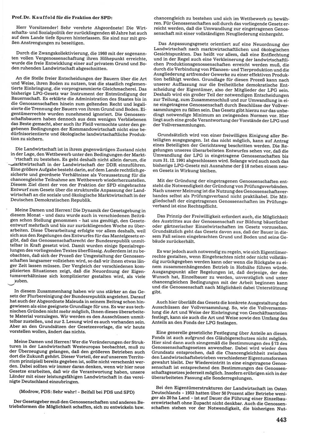 Tagungen der Volkskammer (VK) der Deutschen Demokratischen Republik (DDR), 10. Wahlperiode 1990, Seite 443 (VK. DDR 10. WP. 1990, Prot. Tg. 1-38, 5.4.-2.10.1990, S. 443)