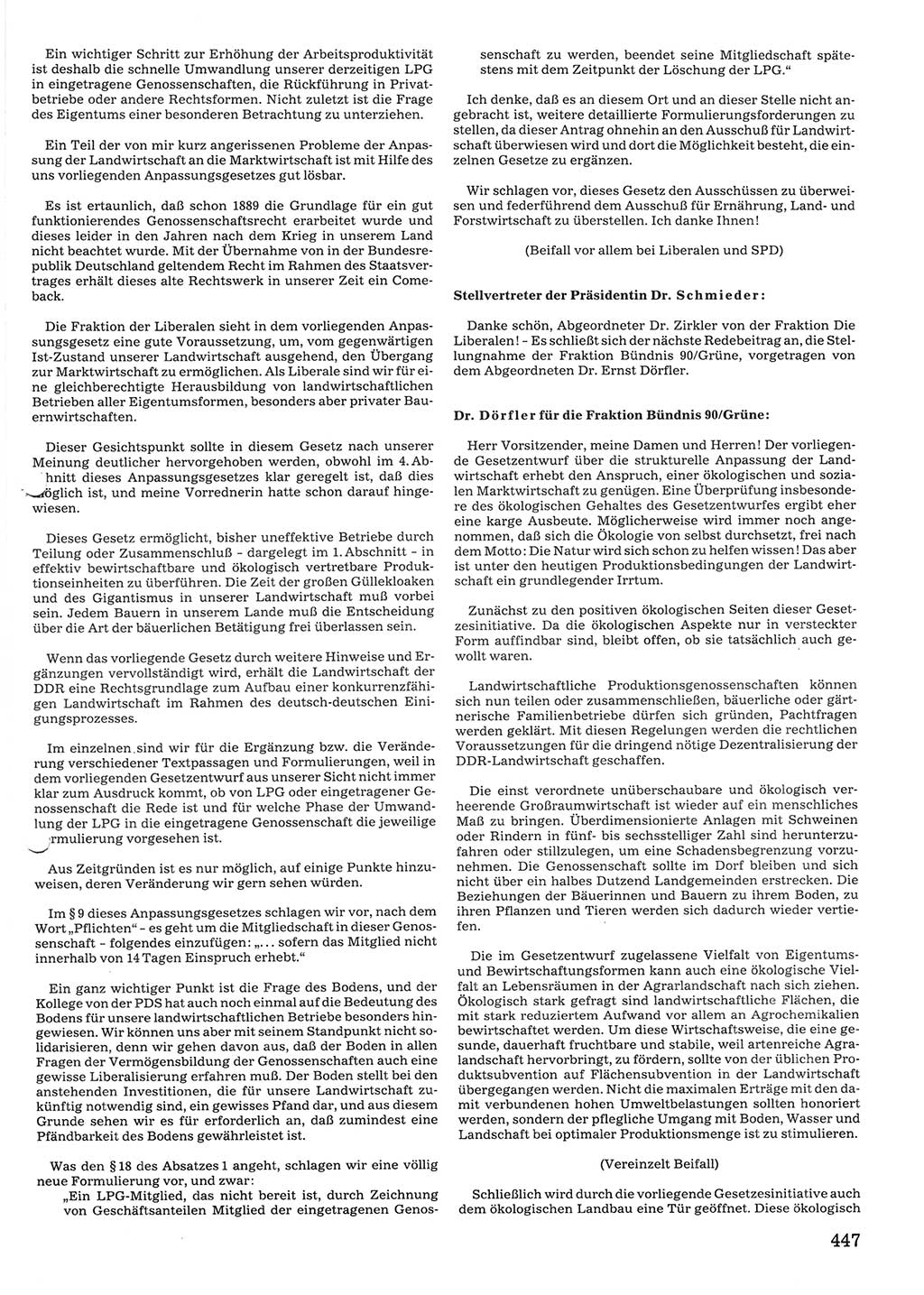 Tagungen der Volkskammer (VK) der Deutschen Demokratischen Republik (DDR), 10. Wahlperiode 1990, Seite 447 (VK. DDR 10. WP. 1990, Prot. Tg. 1-38, 5.4.-2.10.1990, S. 447)