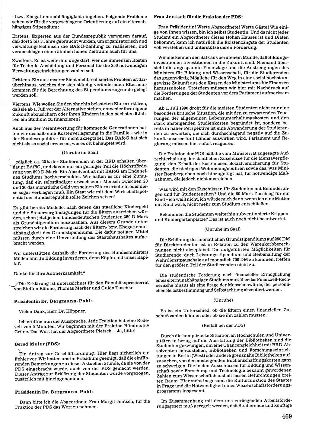 Tagungen der Volkskammer (VK) der Deutschen Demokratischen Republik (DDR), 10. Wahlperiode 1990, Seite 469 (VK. DDR 10. WP. 1990, Prot. Tg. 1-38, 5.4.-2.10.1990, S. 469)