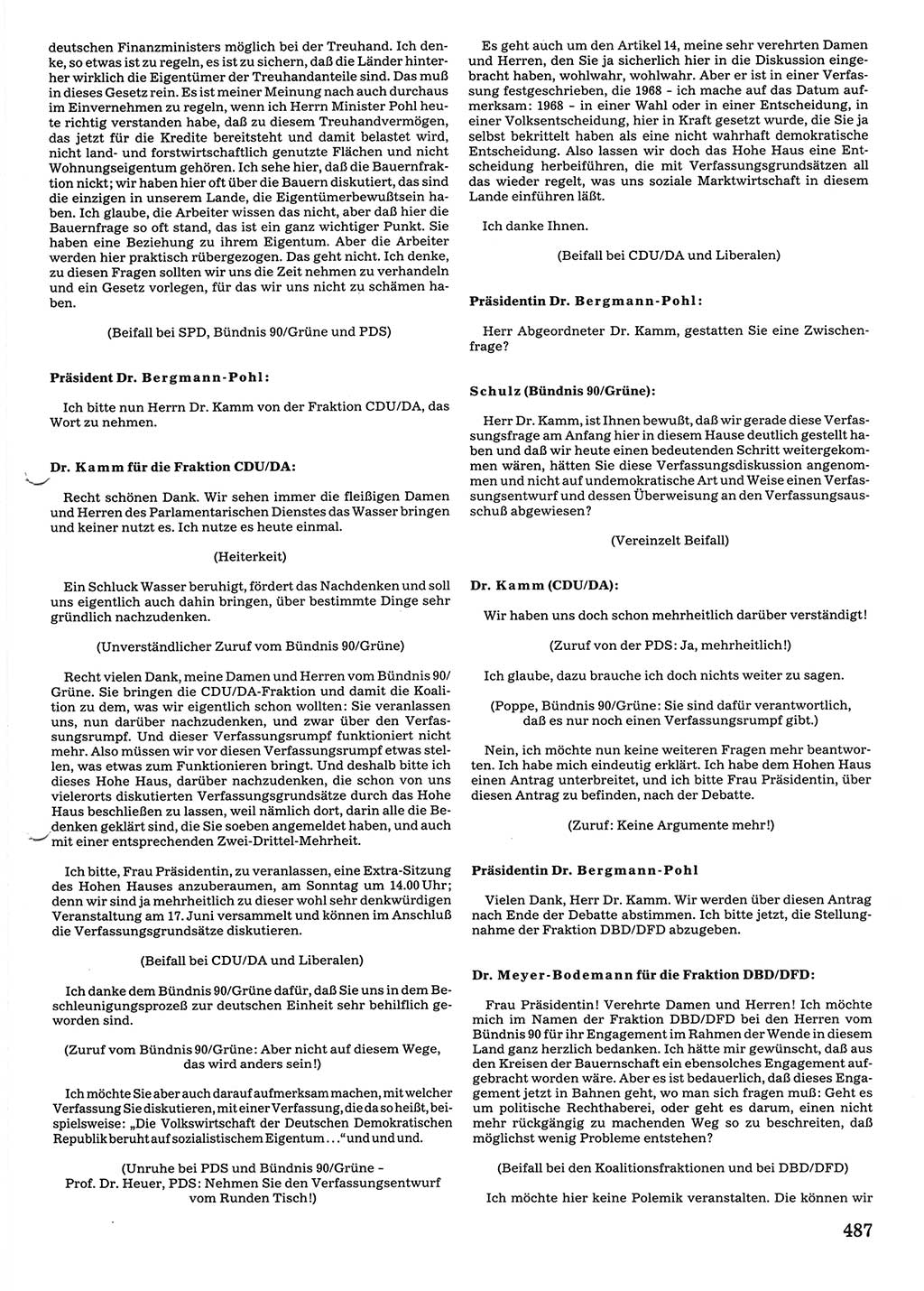 Tagungen der Volkskammer (VK) der Deutschen Demokratischen Republik (DDR), 10. Wahlperiode 1990, Seite 487 (VK. DDR 10. WP. 1990, Prot. Tg. 1-38, 5.4.-2.10.1990, S. 487)