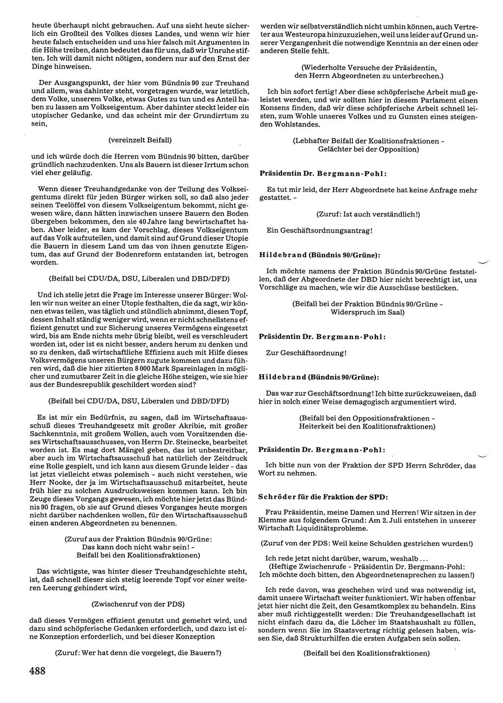 Tagungen der Volkskammer (VK) der Deutschen Demokratischen Republik (DDR), 10. Wahlperiode 1990, Seite 488 (VK. DDR 10. WP. 1990, Prot. Tg. 1-38, 5.4.-2.10.1990, S. 488)