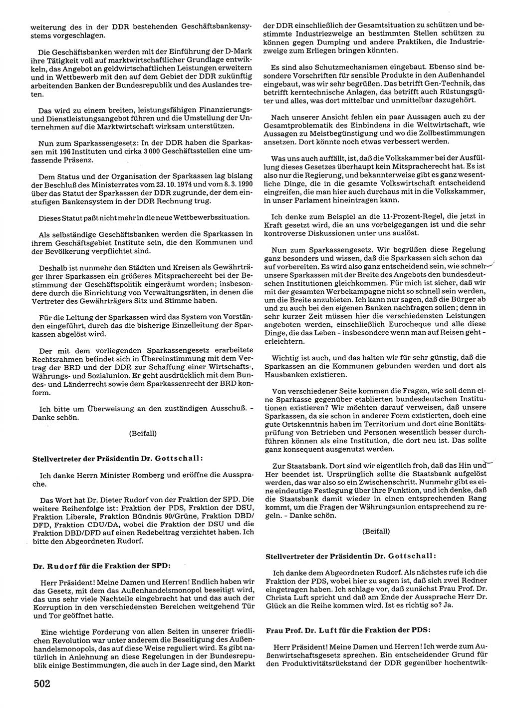 Tagungen der Volkskammer (VK) der Deutschen Demokratischen Republik (DDR), 10. Wahlperiode 1990, Seite 502 (VK. DDR 10. WP. 1990, Prot. Tg. 1-38, 5.4.-2.10.1990, S. 502)