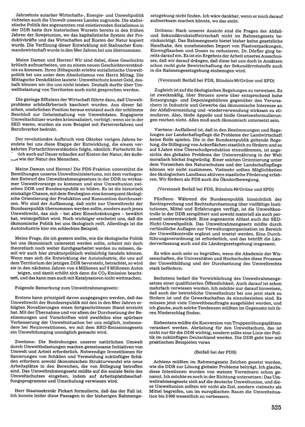 Tagungen der Volkskammer (VK) der Deutschen Demokratischen Republik (DDR), 10. Wahlperiode 1990, Seite 525 (VK. DDR 10. WP. 1990, Prot. Tg. 1-38, 5.4.-2.10.1990, S. 525)