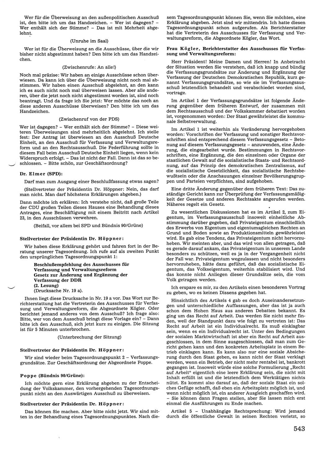 Tagungen der Volkskammer (VK) der Deutschen Demokratischen Republik (DDR), 10. Wahlperiode 1990, Seite 543 (VK. DDR 10. WP. 1990, Prot. Tg. 1-38, 5.4.-2.10.1990, S. 543)