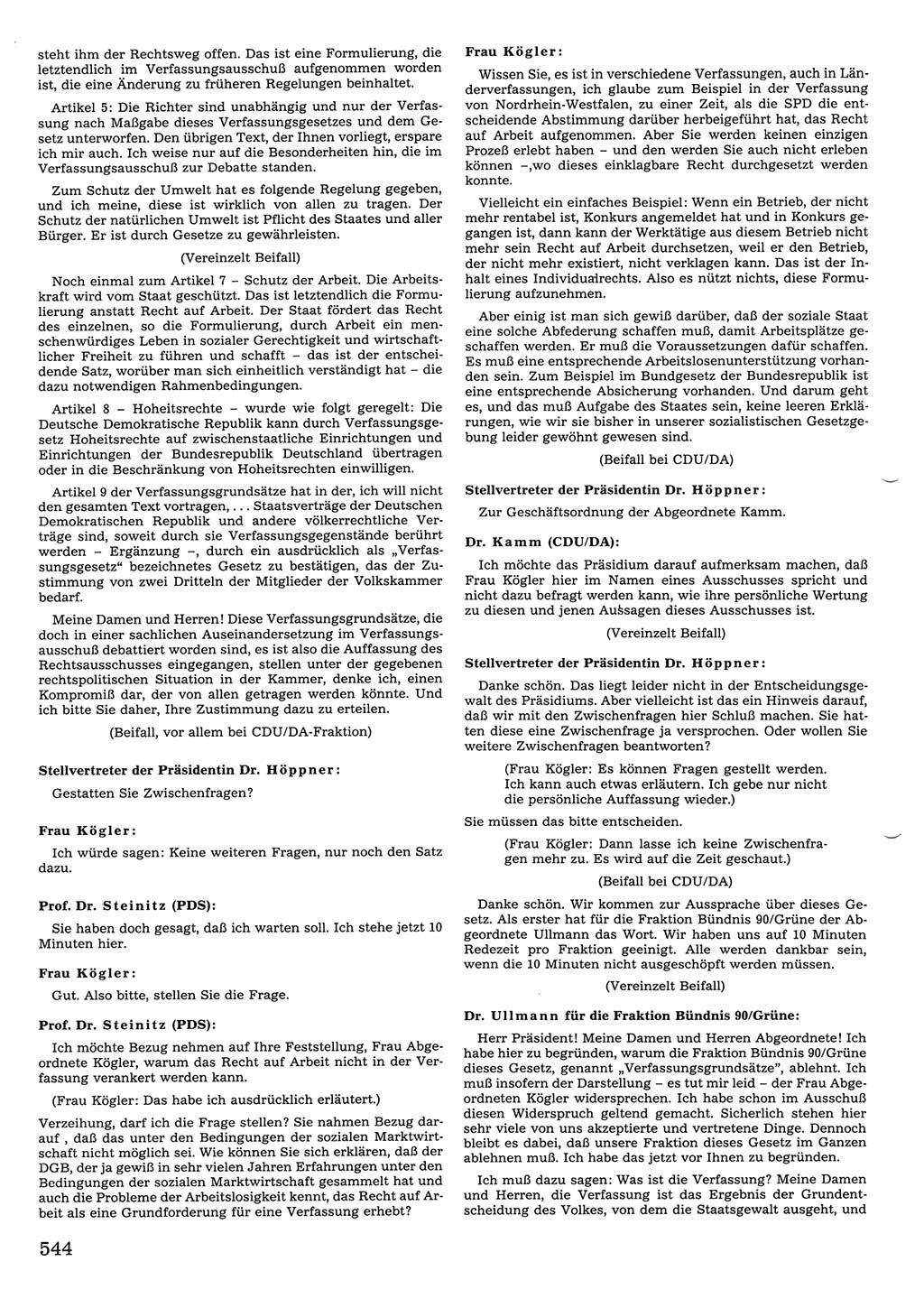 Tagungen der Volkskammer (VK) der Deutschen Demokratischen Republik (DDR), 10. Wahlperiode 1990, Seite 544 (VK. DDR 10. WP. 1990, Prot. Tg. 1-38, 5.4.-2.10.1990, S. 544)