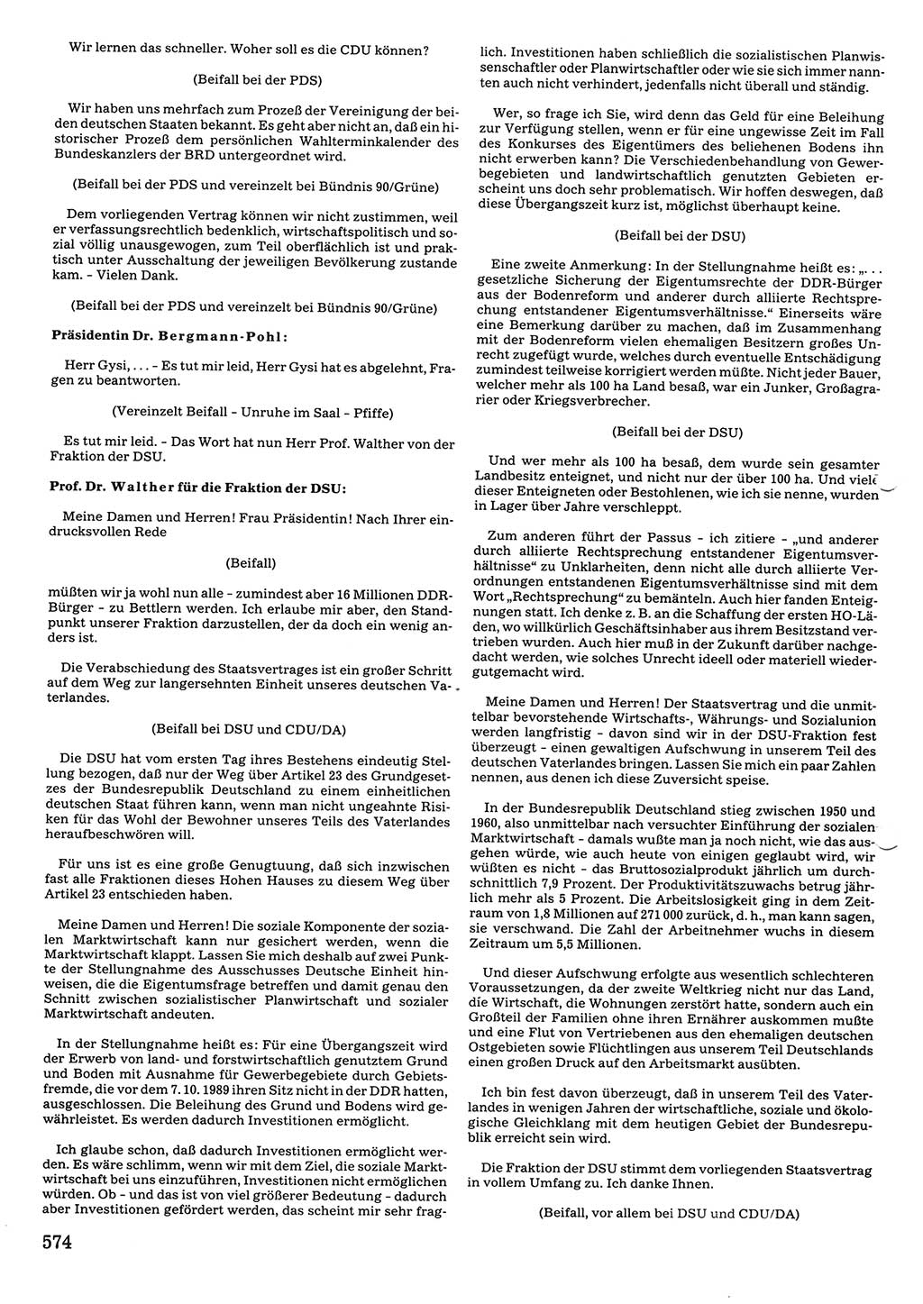 Tagungen der Volkskammer (VK) der Deutschen Demokratischen Republik (DDR), 10. Wahlperiode 1990, Seite 574 (VK. DDR 10. WP. 1990, Prot. Tg. 1-38, 5.4.-2.10.1990, S. 574)