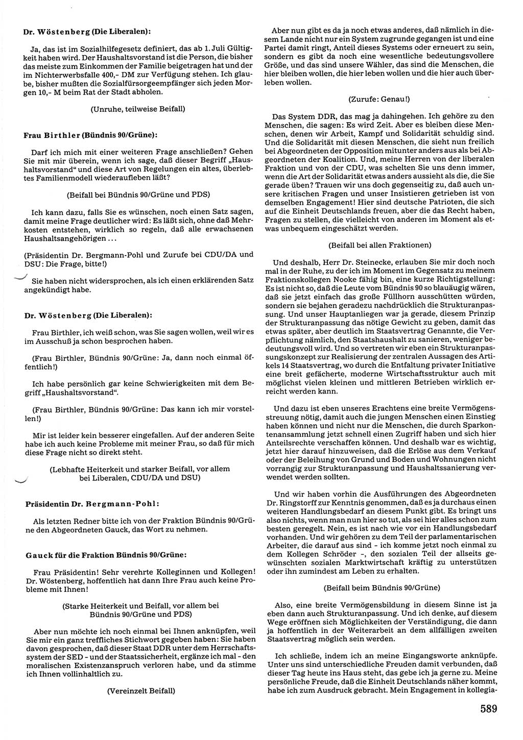 Tagungen der Volkskammer (VK) der Deutschen Demokratischen Republik (DDR), 10. Wahlperiode 1990, Seite 589 (VK. DDR 10. WP. 1990, Prot. Tg. 1-38, 5.4.-2.10.1990, S. 589)