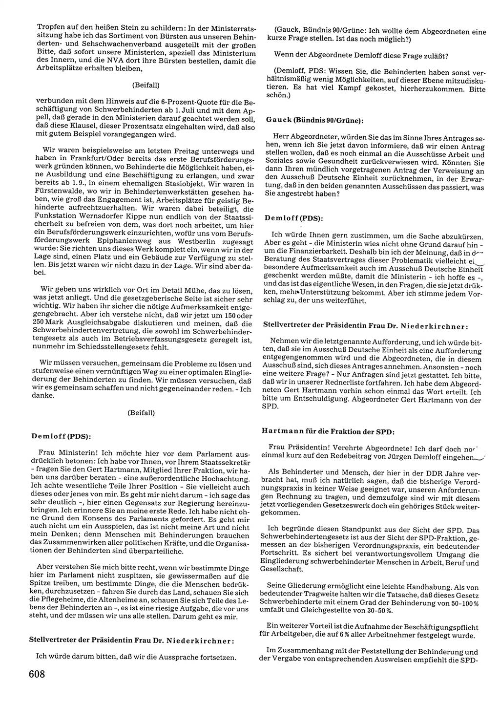 Tagungen der Volkskammer (VK) der Deutschen Demokratischen Republik (DDR), 10. Wahlperiode 1990, Seite 608 (VK. DDR 10. WP. 1990, Prot. Tg. 1-38, 5.4.-2.10.1990, S. 608)