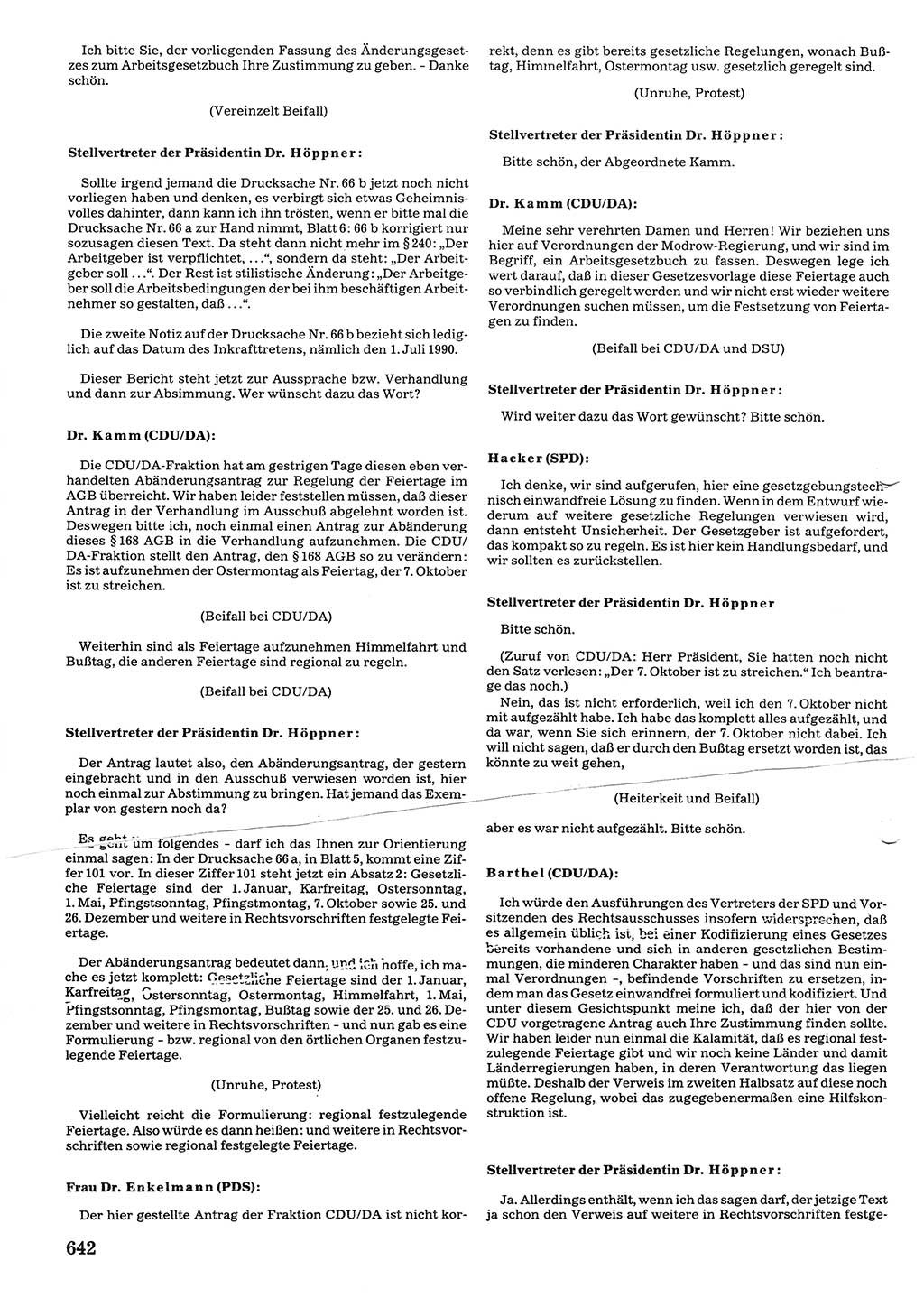 Tagungen der Volkskammer (VK) der Deutschen Demokratischen Republik (DDR), 10. Wahlperiode 1990, Seite 642 (VK. DDR 10. WP. 1990, Prot. Tg. 1-38, 5.4.-2.10.1990, S. 642)