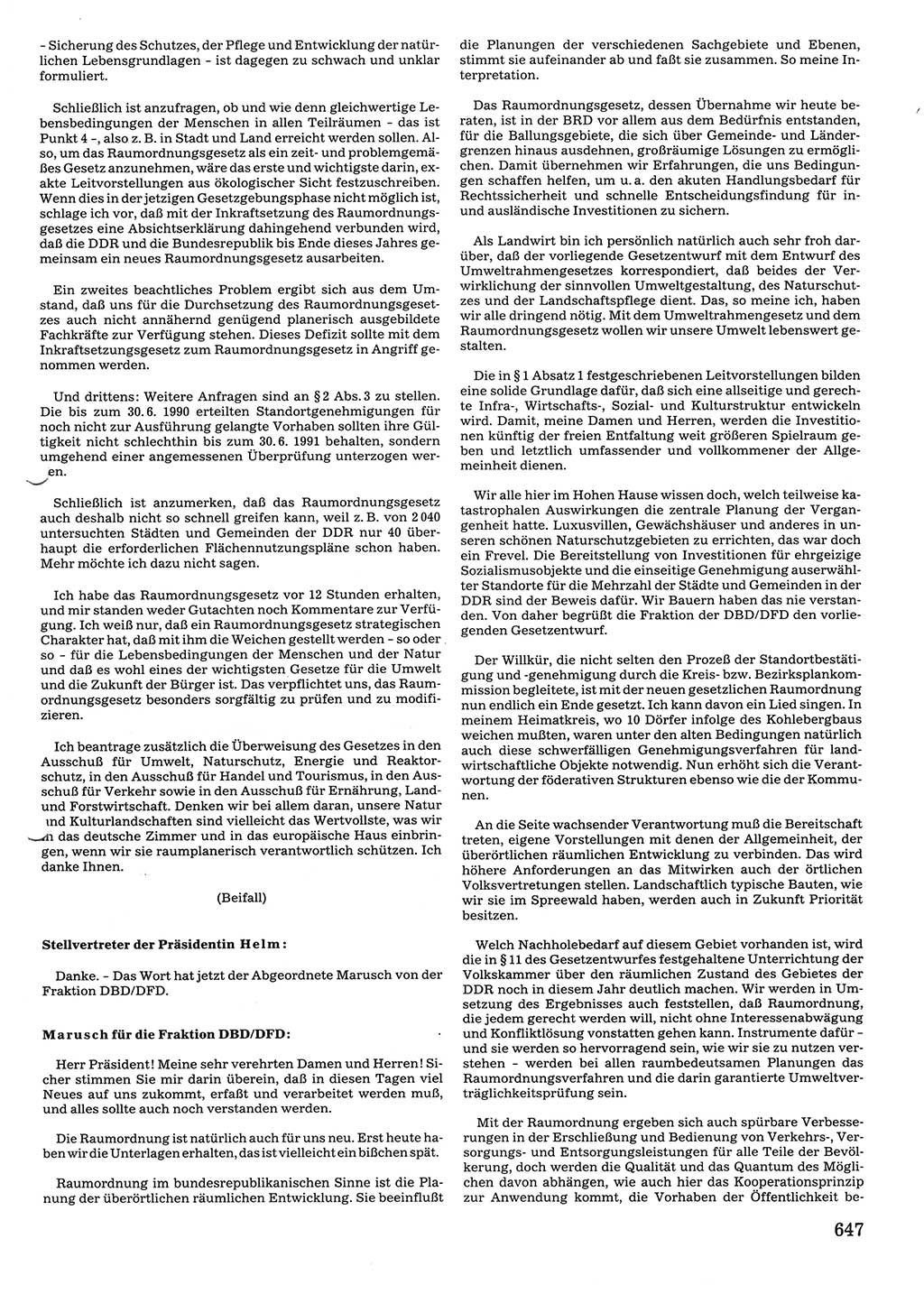 Tagungen der Volkskammer (VK) der Deutschen Demokratischen Republik (DDR), 10. Wahlperiode 1990, Seite 647 (VK. DDR 10. WP. 1990, Prot. Tg. 1-38, 5.4.-2.10.1990, S. 647)