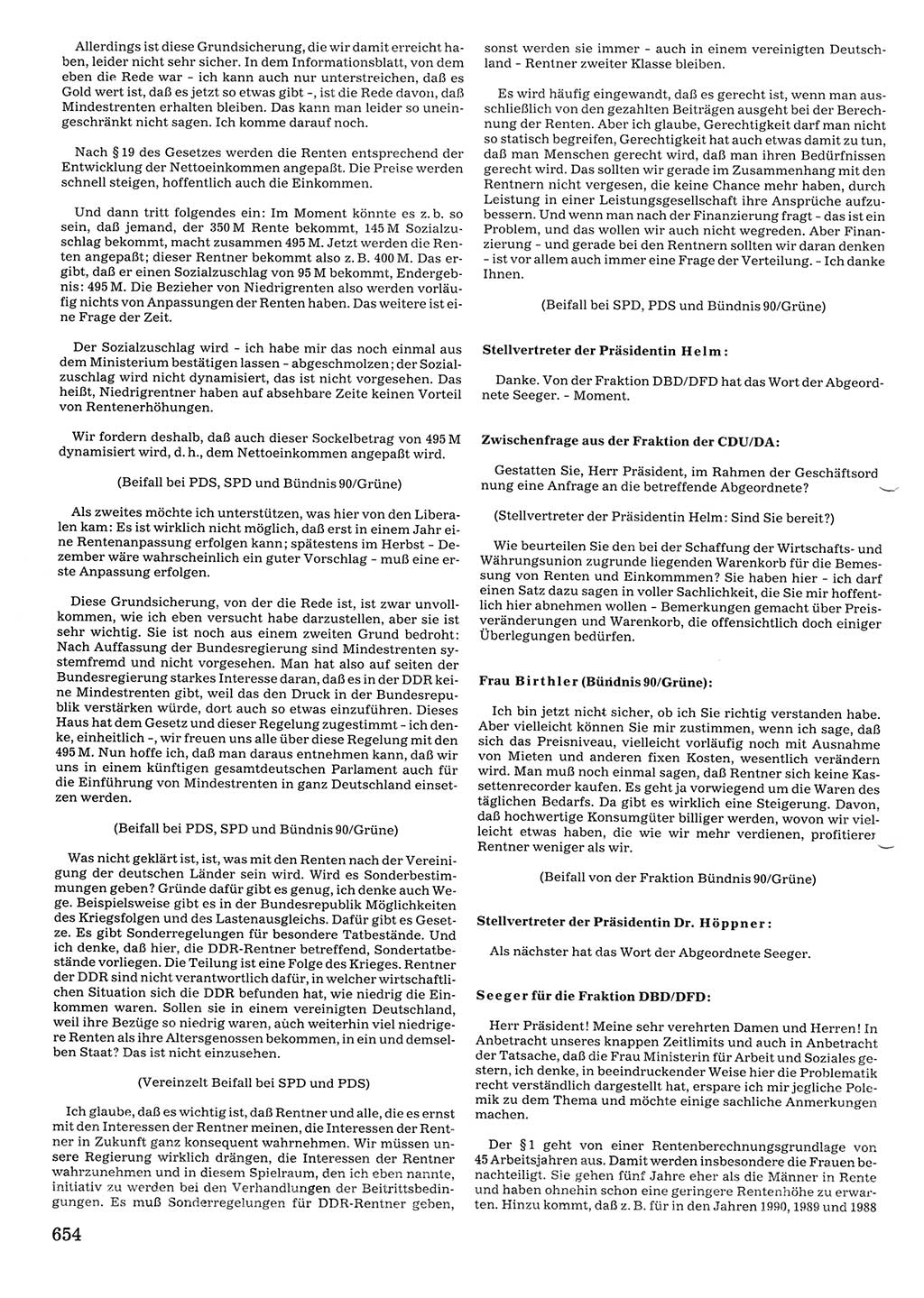 Tagungen der Volkskammer (VK) der Deutschen Demokratischen Republik (DDR), 10. Wahlperiode 1990, Seite 654 (VK. DDR 10. WP. 1990, Prot. Tg. 1-38, 5.4.-2.10.1990, S. 654)