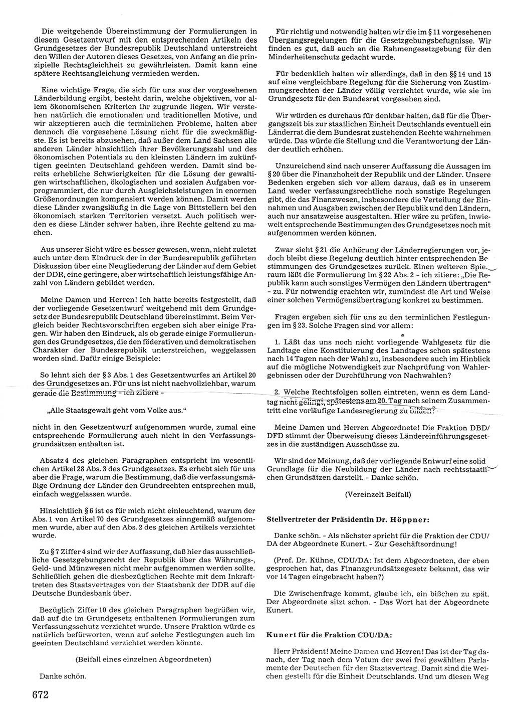 Tagungen der Volkskammer (VK) der Deutschen Demokratischen Republik (DDR), 10. Wahlperiode 1990, Seite 672 (VK. DDR 10. WP. 1990, Prot. Tg. 1-38, 5.4.-2.10.1990, S. 672)