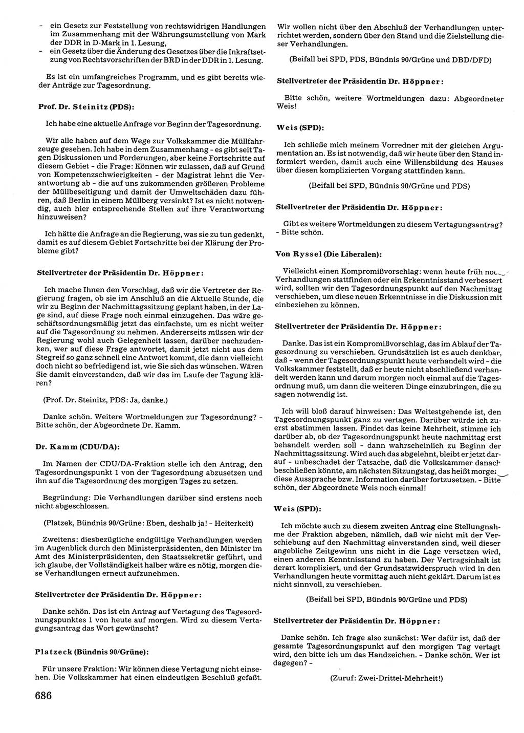 Tagungen der Volkskammer (VK) der Deutschen Demokratischen Republik (DDR), 10. Wahlperiode 1990, Seite 686 (VK. DDR 10. WP. 1990, Prot. Tg. 1-38, 5.4.-2.10.1990, S. 686)